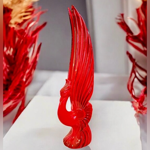 California Pottery Blackened Red Phoenix Sculpture - Picture 2 of 11
